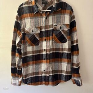 Brixton Bowery Flannel in Orange and Navy